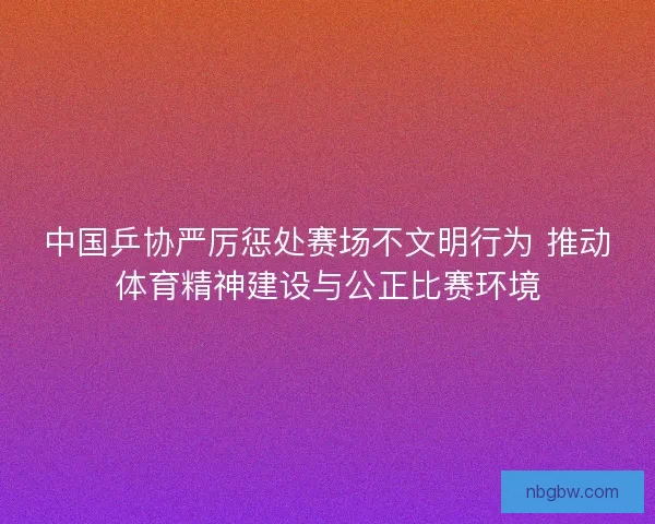 中国乒协严厉惩处赛场不文明行为 推动体育精神建设与公正比赛环境 中国乒协严厉惩处赛场不文明行为 推动体育精神建设与公正比赛环境