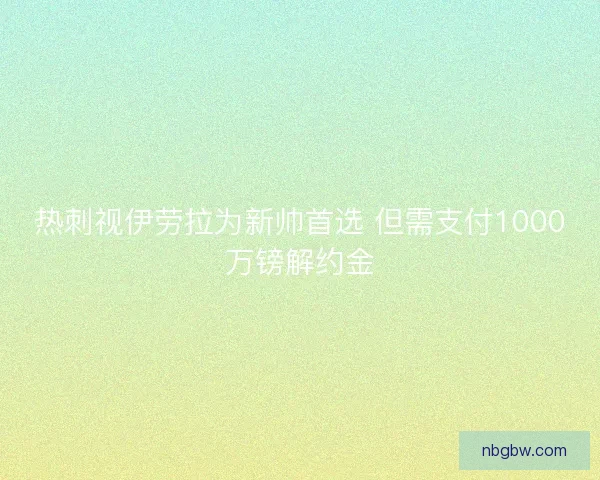 热刺视伊劳拉为新帅首选 但需支付1000万镑解约金