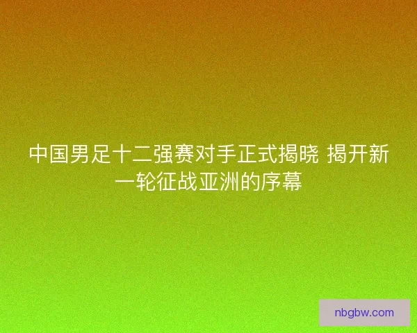 中国男足十二强赛对手正式揭晓 揭开新一轮征战亚洲的序幕 中国男足十二强赛对手正式揭晓 揭开新一轮征战亚洲的序幕