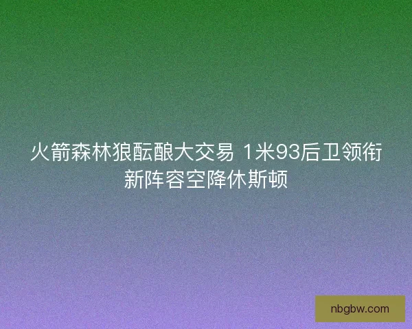 火箭森林狼酝酿大交易 1米93后卫领衔新阵容空降休斯顿